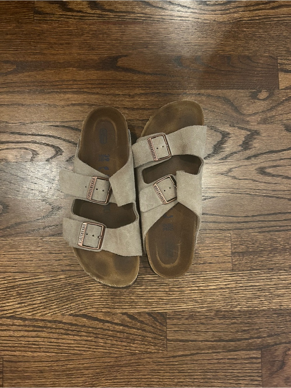 Birkenstock Arizona Sandals Taupe Suede Double Strap